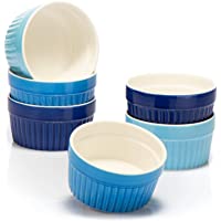 COM-FOUR® 6x Moldes para soufflé - Cuencos de cerámica para el horno - Moldes de porciones en varios tonos de azul…
